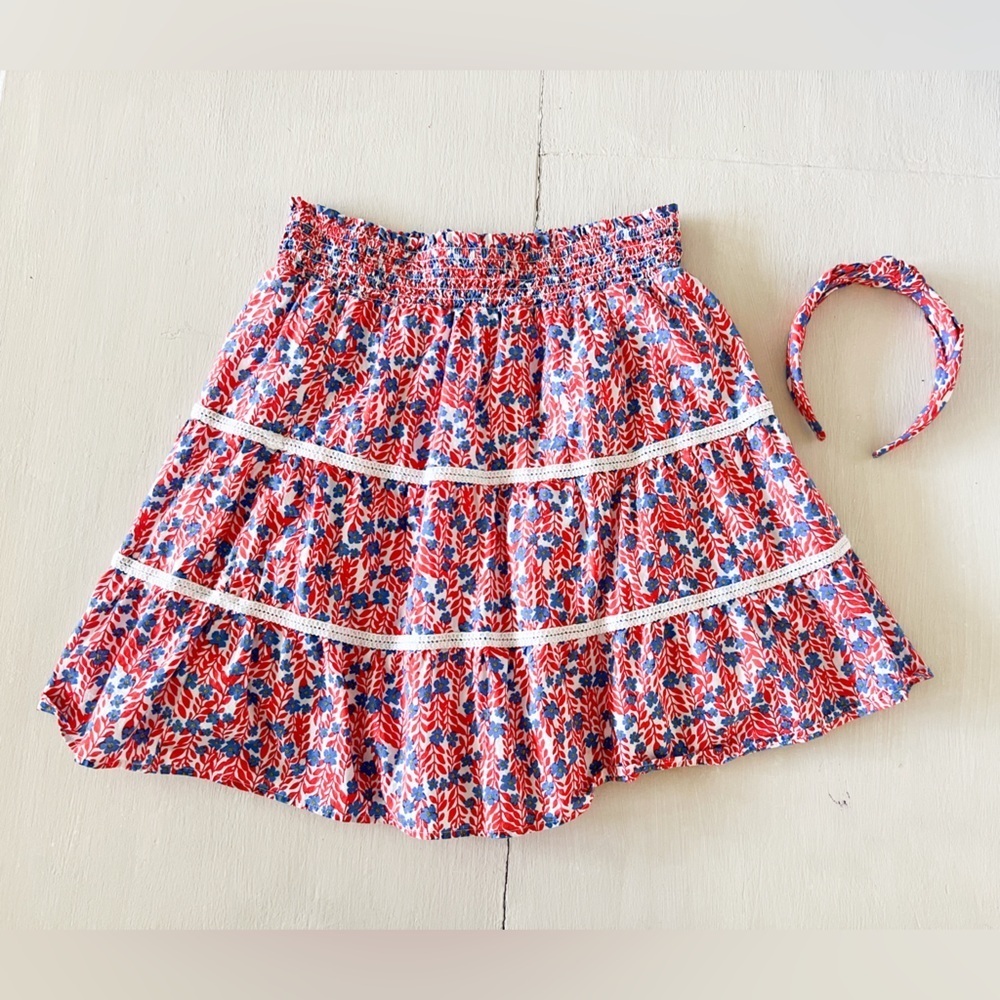 Crewcuts Floral Tiered Skirt & Matching Headband Girls Boho Set